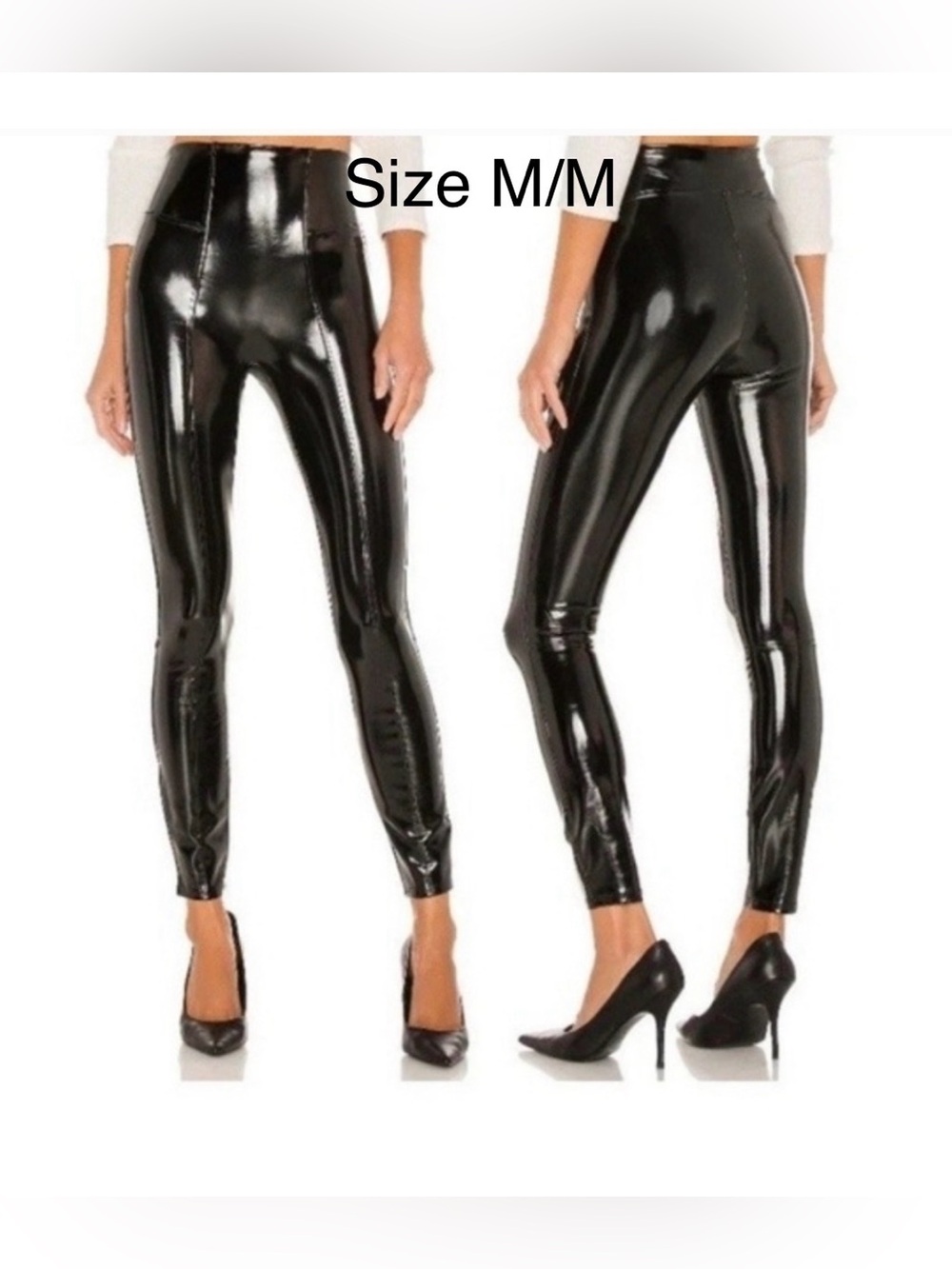 NWOT SPANX High-Waist Faux Leather High-Shine Leggings - size M/M